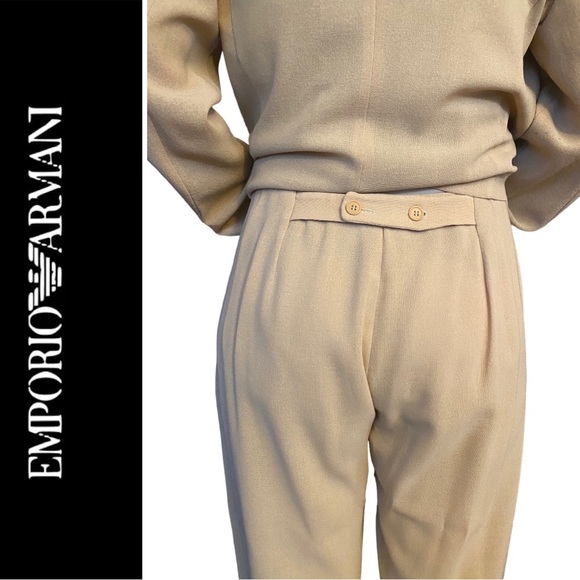 Emporio Armani yellowish/Beige Gold Pant Suit Size 42 Italian 100% Virgin wool - Picture 2 of 8